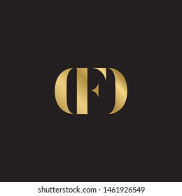 Initial letter f o uppercase modern logo design template elements. Gold letter Isolated on black  background. Suitable for business, consulting group company.