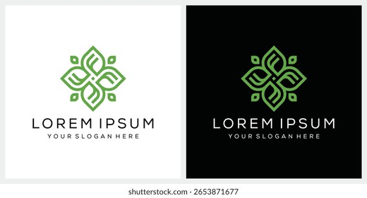 Initial letter F ornament flower leaf green logo design graphic vector