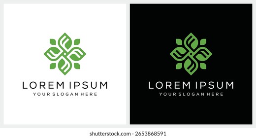 Letra inicial F ornamento hoja verde logo diseño Vector Plantilla