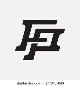 Anfangsbuchstaben F, P, FP oder PF, überlappend, Verriegelung, Monogramm-Logo, schwarze Farbe auf weißem Hintergrund