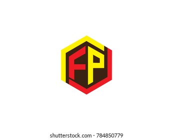 Initial letter F and P Hexagonal design Logo Vector Graphic Branding Letter Element.