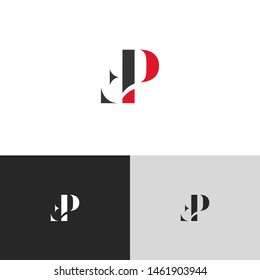 Initial Letter f p uppercase modern logo design template elements. red letter Isolated on black white grey background. Suitable for business, consulting group company.