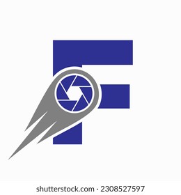 Initial Letter F Photography Logo Camera Lens Concept. Photography Symbol Template