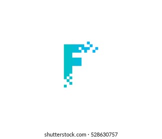 Initial Letter F Pixel Logo Design Template