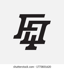 Initial letter F, Q, FQ or QF overlapping, interlock, monogram logo, black color on white background