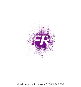 Initial Letter F and R, FR Logo Icon Abstract Ink Spaltter. Lila Splash mit verborgenem Logo Symbol Vektordesign Konzept