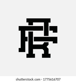 Initial letter F, R, FR or RF overlapping, interlock, monogram logo, black color on white background