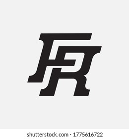 Anfangsbuchstaben F, R, FR oder RF, überlappend, Verriegelung, Monogramm-Logo, schwarze Farbe auf weißem Hintergrund