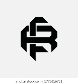 Anfangsbuchstaben F, R, FR oder RF, überlappend, Verriegelung, Monogramm-Logo, schwarze Farbe auf weißem Hintergrund