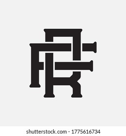 Initial letter F, R, FR or RF overlapping, interlock, monogram logo, black color on white background