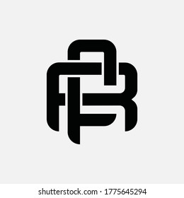 Initial letter F, R, FR or RF overlapping, interlock, monogram logo, black color on white background