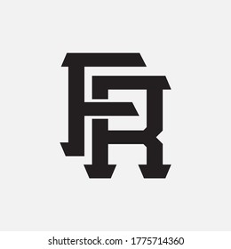Letra inicial F, R, FR o RF solapadas, interbloqueadas, logotipo monograma, color negro sobre fondo blanco
