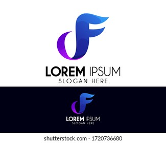 Initial letter F ribbon logo design. Premium gift icon