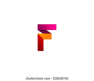 Initial Letter F Ribbon Logo Design Template