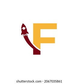 Letra inicial F con símbolo de icono del logotipo del cohete. Ideal para empresas, viajes, start-ups y Logísticos