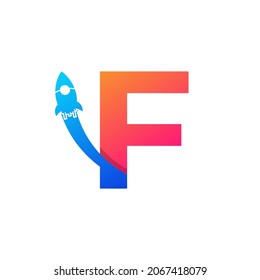 Initial Letter F with Rocket Logo Icon Symbol. Good for Company, Travel, Start up and Logistic Logos