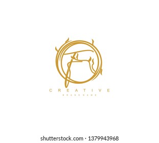 Initial Letter F Rounded Flourishes Monogram Signature Logo