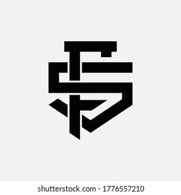 Initial letter F, S, FS or SF overlapping, interlock, monogram logo, black color on white background