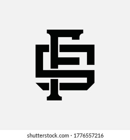 Initial letter F, S, FS or SF overlapping, interlock, monogram logo, black color on white background