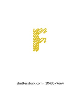 Initial letter F scribble gold logo