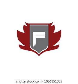 Initial Letter F Shield Icon Design Logo Template