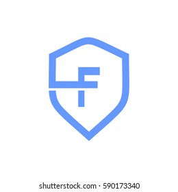 Initial letter F with shield logo vector