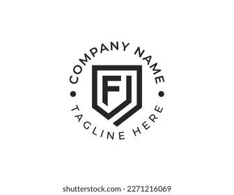 letra inicial F Escudo Monograma logotipo Símbolo de concepto símbolo de símbolo Diseño de elemento. Ciber, seguridad, protección, logotipo de guardianes. Plantilla de ilustración de vector
