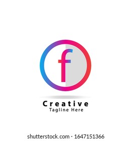 Initial Letter F Simple Circle Gradient