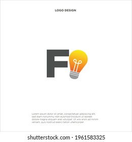 Initial Letter F Smart Light Bulb Logo Design Vector Graphic