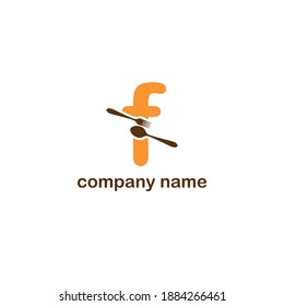 Initial letter f with spoon and fork for restaurant, catering, canteen, kitchen, cook logo design vector concept