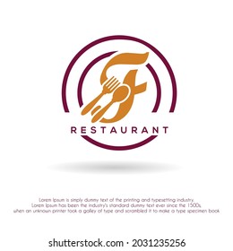 Initial Letter F With Spoon and Fork Icon for Restaurant, Cafe, Cafeteria, Food, Kitchen Retail Business Logo Design Concept
