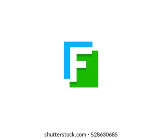 Initial Letter F Square Negative Space Logo Design Template