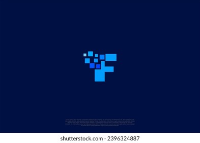 
Initial Letter F with square pixel dot Motion . Vector Logo Design Template
