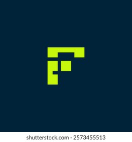 Initial Letter F With square pixel Logo, Initial Letter Logo For Your Company Name, Alphabet Logo Template Ready For Use, Modern Initial Logo 