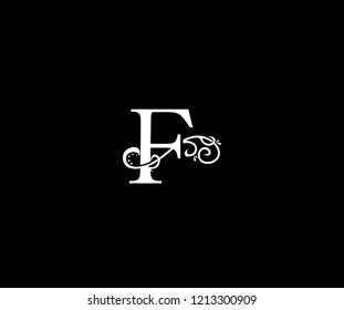 Initial Letter F Swoosh Flourishes Monogram Logo