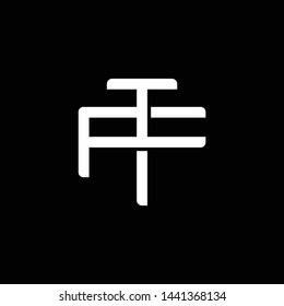 Initial letter F and T, FT, TF, overlapping interlock monogram logo, white color on black background