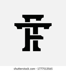 Anfangsbuchstaben F, T, FT oder TF, überlappend, Verriegelung, Monogramm-Logo, schwarze Farbe auf weißem Hintergrund