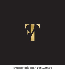 Initial letter f t uppercase modern logo design template elements. Gold letter Isolated on black  background. Suitable for business, consulting group company.