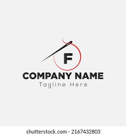 Initial Letter F Tailor Logo, Needle and Thread Combination. Needle logo, Embroider, Textile, Fashion, Cloth, Fabric Template