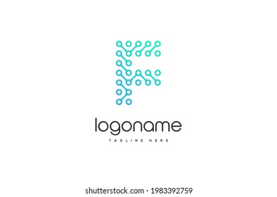 Elemento de diseño del logotipo de la tecnología de la letra F inicial