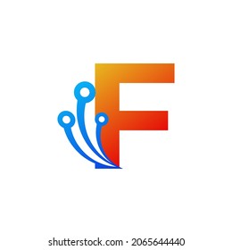 Initial Letter F Technology Logo Design Template Element
