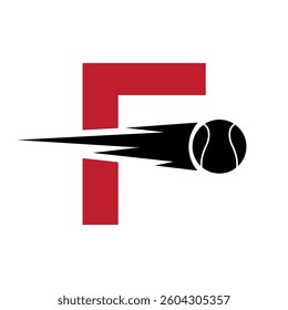Initial Letter F Tennis Ball Logo Design With Speed Symbol. Tennis Ball Logo For Academy and Club Sign