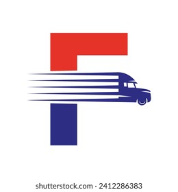 Initial Letter F Truck Logo For Transportation Symbol. Transportation Logotype