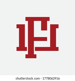 Initial letter F, U, FU or UF overlapping, interlock, monogram logo, red color on white background