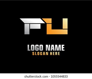 Initial letter F U logo template vector