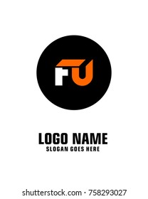 Initial letter F & U logo template vector