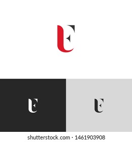 Initial Letter f u uppercase modern logo design template elements. red letter Isolated on black white grey background. Suitable for business, consulting group company.