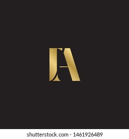 Initial letter f a uppercase modern logo design template elements. Gold letter Isolated on black  background. Suitable for business, consulting group company.