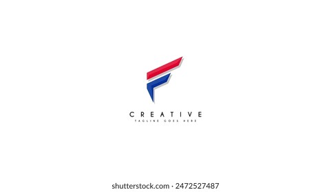 Initial Letter F USA Flag color logo design vector illustration