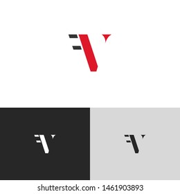 Initial Letter f v uppercase modern logo design template elements. red letter Isolated on black white grey background. Suitable for business, consulting group company.